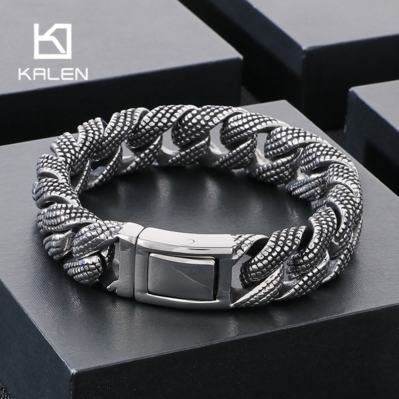 Ceramic Link Bracelet - Kalen 19-21cm długa męska bransoletka ze