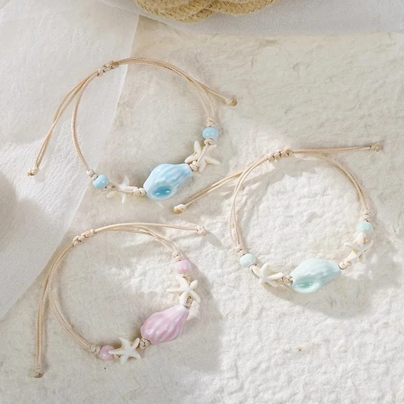 Ceramic Link Bracelet - Bransoletki z muszelek, rozgwiazd i koralików